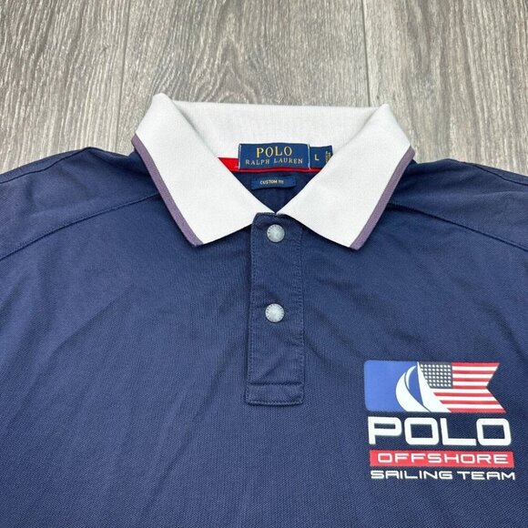 Ralph Lauren Polo Open 65 Shirt USA Offshore Sailing Team Mens Large Blue Preppy - Picture 3 of 16